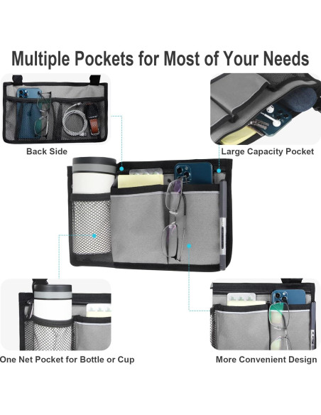 Bolsa Lateral para Silla de Ruedas HSGEZUOQI Gris Impermeable