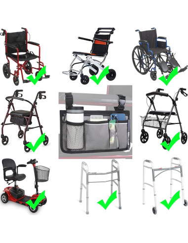 Bolsa Lateral para Silla de Ruedas HSGEZUOQI Gris Impermeable