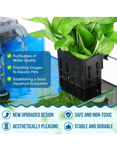 Soporte de Planta de Acuario Borlech Negro 12.7 cm con Ganchos