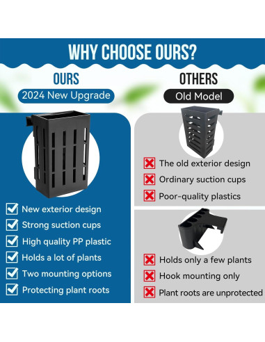 Soporte de Planta de Acuario Borlech Negro 12.7 cm con Ganchos