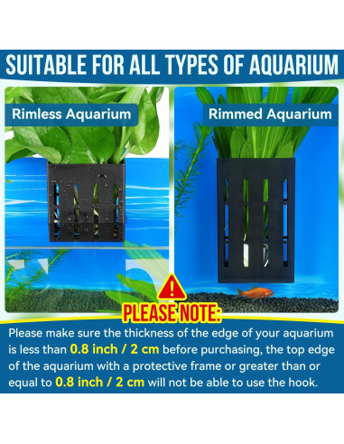 Soporte de Planta de Acuario Borlech Negro 12.7 cm con Ganchos