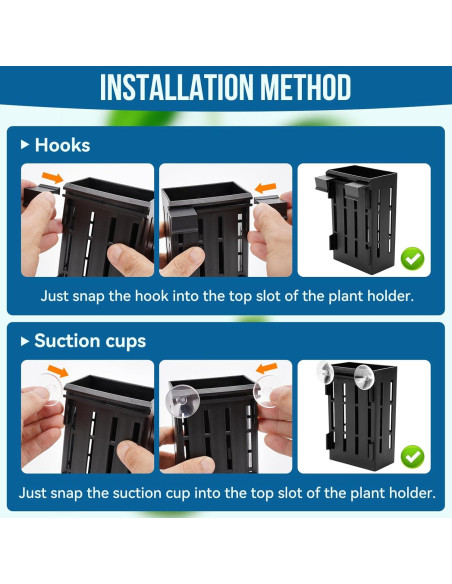 Soporte de Planta de Acuario Borlech Negro 12.7 cm con Ganchos