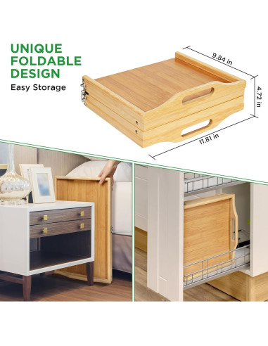 Bandeja de Cama Plegable Ollieroo de Bambú 50x30 cm