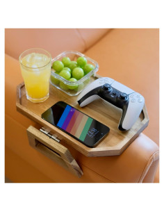 Bandeja de brazo para sofá ZmarKraft de madera de acacia