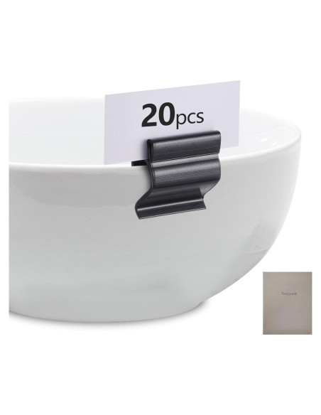 20 Soportes de Plástico Negro Reutilizables Teenyyou para Etiquetas