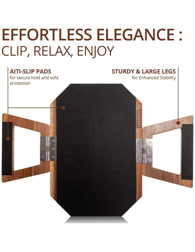 Bandeja de brazo para sofá ZmarKraft de madera de acacia