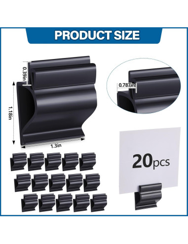 20 Soportes de Plástico Negro Reutilizables Teenyyou para Etiquetas