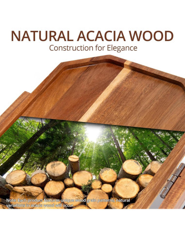 Bandeja de brazo para sofá ZmarKraft de madera de acacia