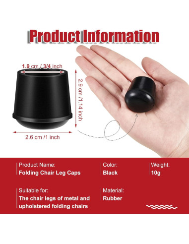 48 Protectores de Patas de Silla de Goma Treela 1.9 cm Antideslizantes