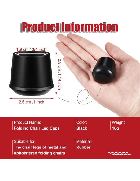 48 Protectores de Patas de Silla de Goma Treela 1.9 cm Antideslizantes 48 Protectores de Patas de Silla de Goma Treela 1.9 cm Antideslizantes