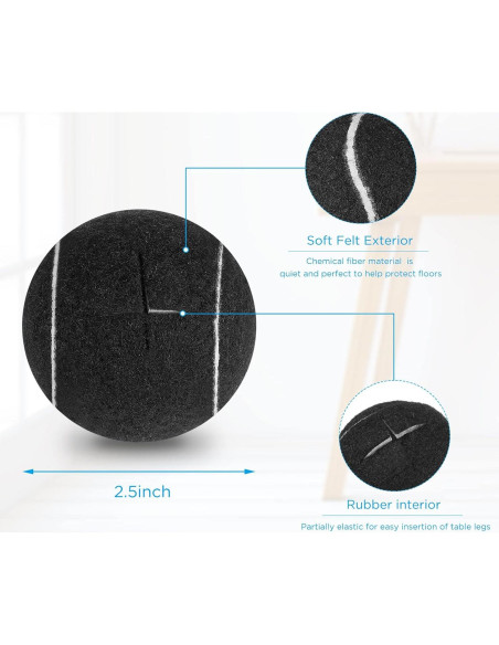 40 Pelotas de Tenis Precortadas Macarrie para Muebles Negros