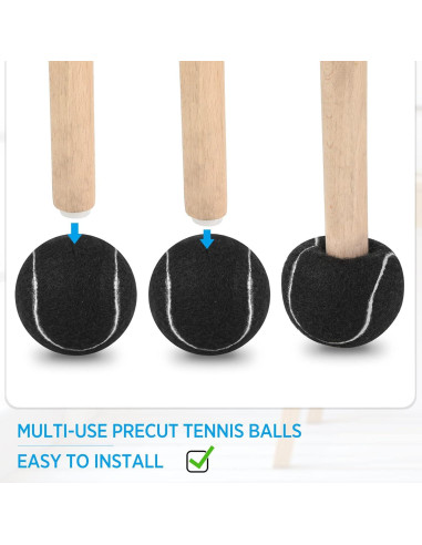 40 Pelotas de Tenis Precortadas Macarrie para Muebles Negros