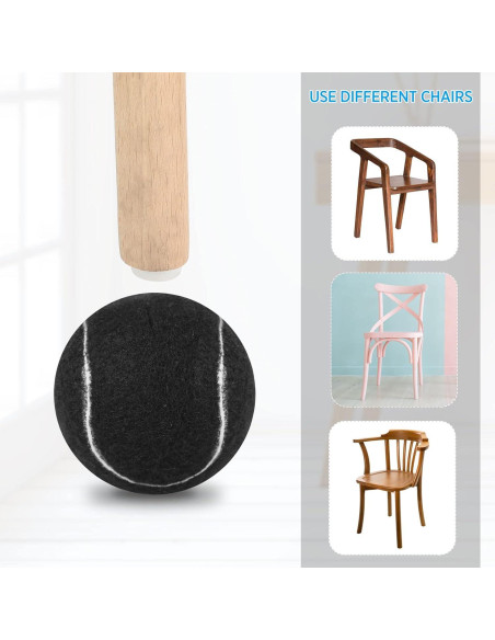 40 Pelotas de Tenis Precortadas Macarrie para Muebles Negros