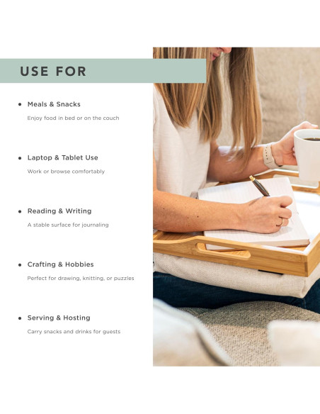 Bandeja de Cama de Madera de Bambú Rossie Home 76107 - 42x33 cm