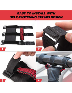 Agarraderas KEMIMOTO de Nylon para UTV 2 Unidades Rojo 2