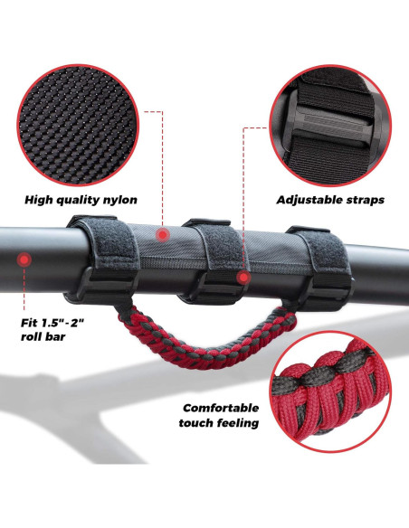 Agarraderas KEMIMOTO de Nylon para UTV 2 Unidades Rojo