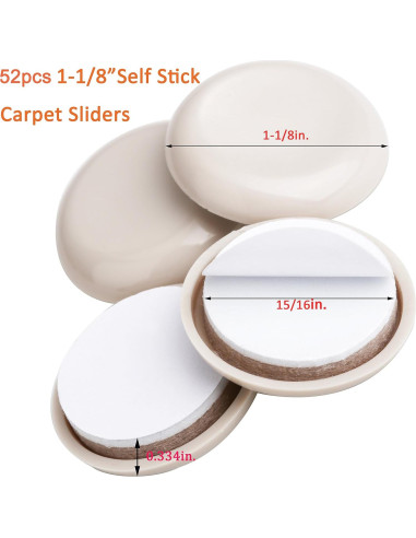 52 Deslizadores Autoadhesivos para Muebles Liyic 2.87cm Beige