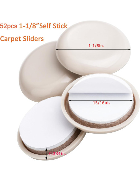 52 Deslizadores Autoadhesivos para Muebles Liyic 2.87cm Beige