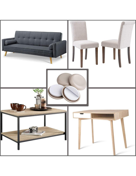 52 Deslizadores Autoadhesivos para Muebles Liyic 2.87cm Beige