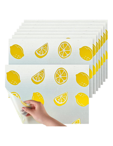 Forros de Refrigerador Cunhill 8 Pcs 45x30 cm Limón Lavables