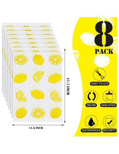 Forros de Refrigerador Cunhill 8 Pcs 45x30 cm Limón Lavables