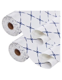 Forro de Estante No Adhesivo Aohoofull Rayas Azules 2 Rollos