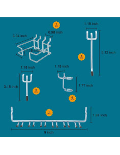 Kit de Accesorios para Tablero de Clavos Daanxw 1/4" Extra Grueso 2