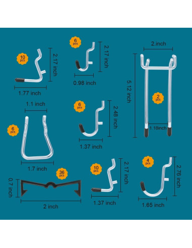 Kit de Accesorios para Tablero de Clavos Daanxw 1/4" Extra Grueso