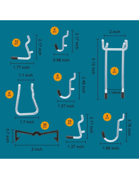 Kit de Accesorios para Tablero de Clavos Daanxw 1/4" Extra Grueso