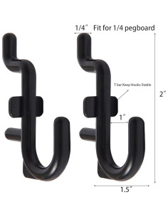 Jucoan 200 Ganchos en J para Tablero de Clavos 6.35 mm 2