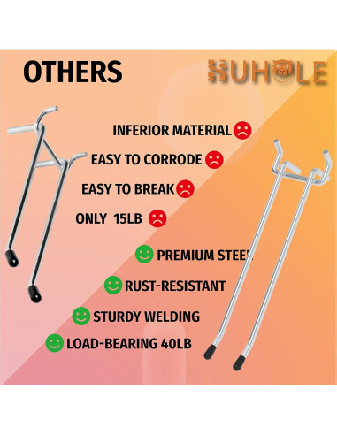 Ganchos de Tablero de Clavos HUHOLE 10PC 10cm Alta Resistencia