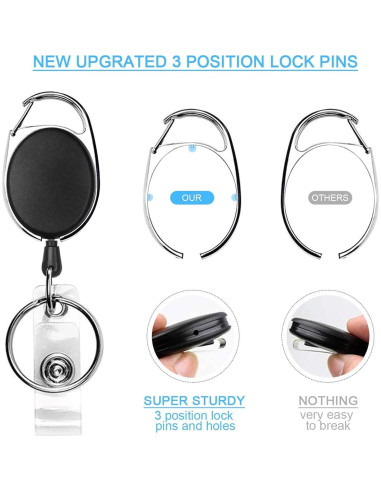 Carrete Insignia Teskyer 2 Pack Resistente con Clip y Llavero