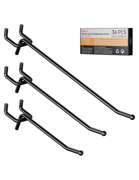 Ganchos de Tablero de Clavos INCLY 36PCS Alta Resistencia