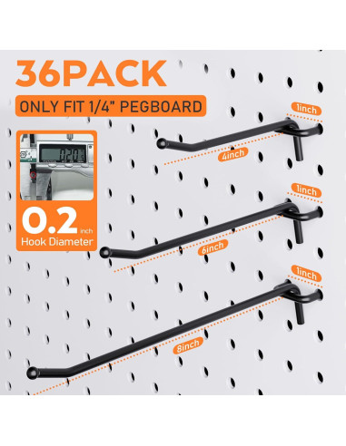 Ganchos de Tablero de Clavos INCLY 36PCS Alta Resistencia