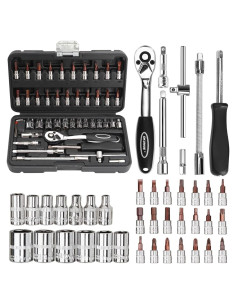 Juego de Llaves 46PCS Okumoe Carraca 72 Dientes y Puntas