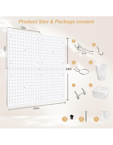 Kit de Tablero de Clavos FZK 4 Piezas 30.48 cm Blanco