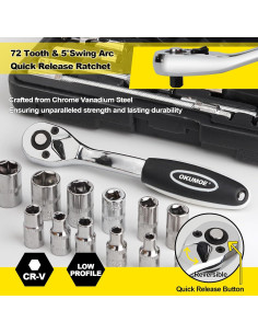 Juego de Llaves 46PCS Okumoe Carraca 72 Dientes y Puntas 2