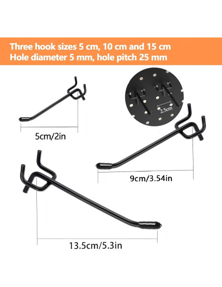 60 Ganchos para Tablero Perforado Nivithi - 2, 4 y 6 Pulgadas