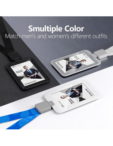 Soporte de identificación retráctil Phomo gris con clip