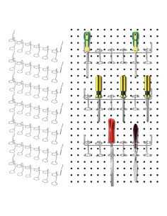 10 Ganchos de Metal para Tablero Perforado HekouJiub Plateado
