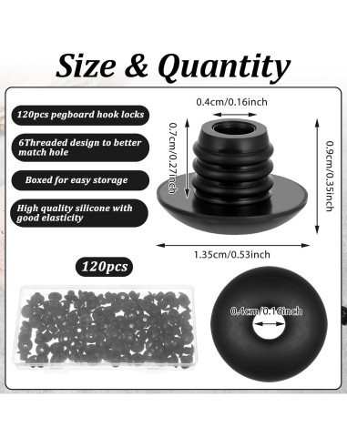 120 Ganchos de Bloqueo para Tablero FdcLixuvol Negro 6.35mm