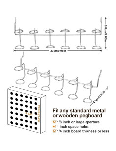 10 Ganchos de Metal para Tablero Perforado HekouJiub Plateado 2