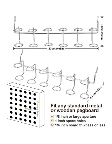 10 Ganchos de Metal para Tablero Perforado HekouJiub Plateado