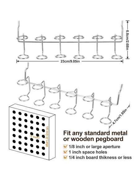 10 Ganchos de Metal para Tablero Perforado HekouJiub Plateado