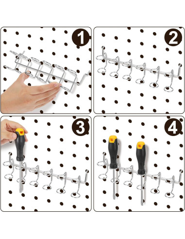 10 Ganchos de Metal para Tablero Perforado HekouJiub Plateado