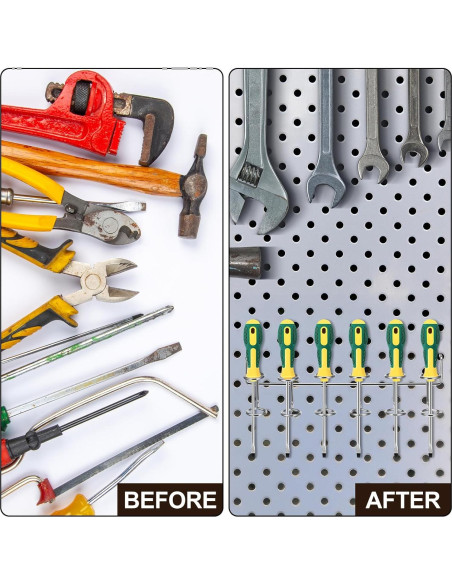 10 Ganchos de Metal para Tablero Perforado HekouJiub Plateado