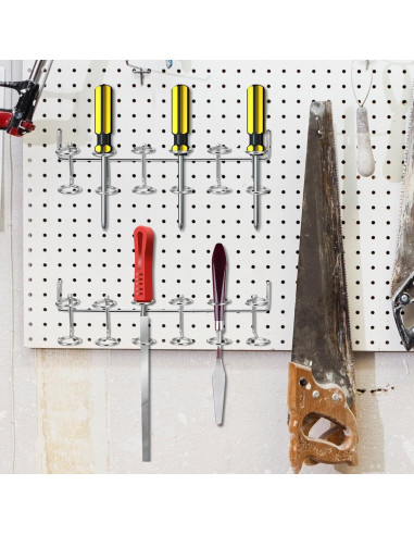 10 Ganchos de Metal para Tablero Perforado HekouJiub Plateado