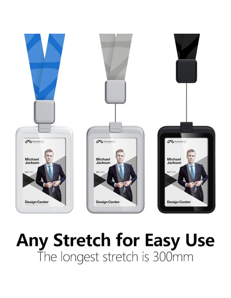 Soporte de identificación retráctil Phomo gris con clip