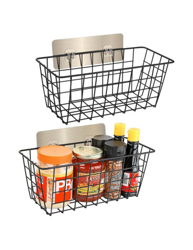 Cestas de Almacenamiento Ptinyiv 2pack Sin Perforación Negro