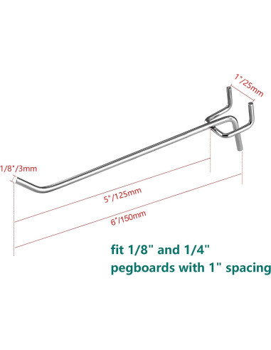 50 Ganchos para Tablero de Clavos Jiozermi 15.24 cm Metal Resistente